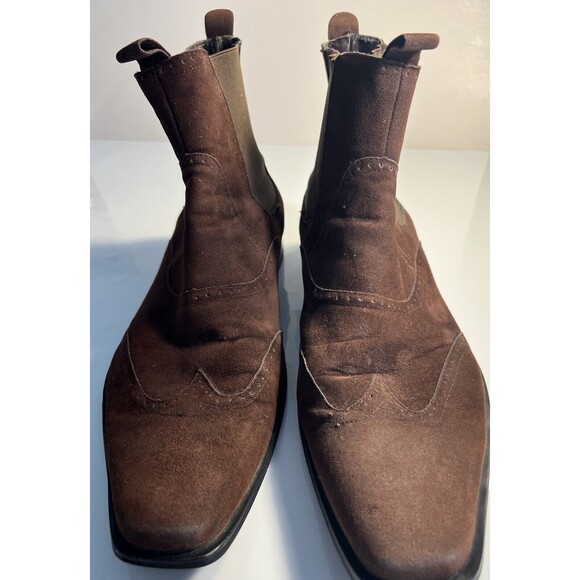 Size 8 Western Ankle Boots Mens Brown Soft Leather Banana Blues Cowboy EUC - Picture 3 of 11